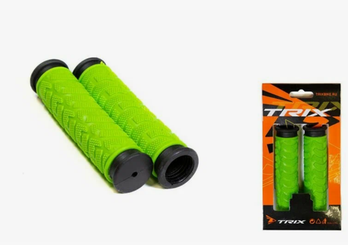 Грипсы TRIX, резиновые, 125мм, 2-х компонентные, зеленые с черным кантом