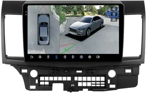 Магнитола для Mitsubishi Lancer X 2007-2016 (рамка 10) - FarCar BX037M-360 монитор 10.36" 2K QLED на Android 13, Быстрая, CarPlay, 4G SIM-слот, 4 камеры в комплекте
