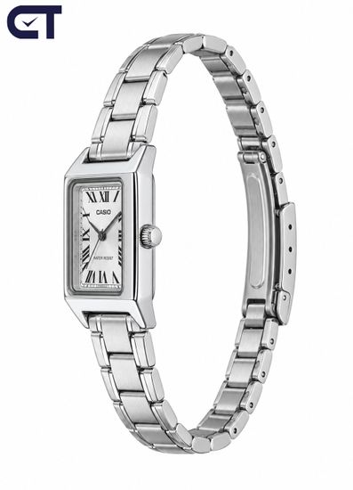 CASIO LTP-V007D-7B CASIO Collection женские наручные часы — белый циферблат, прямоугольный корпус и стальной браслет