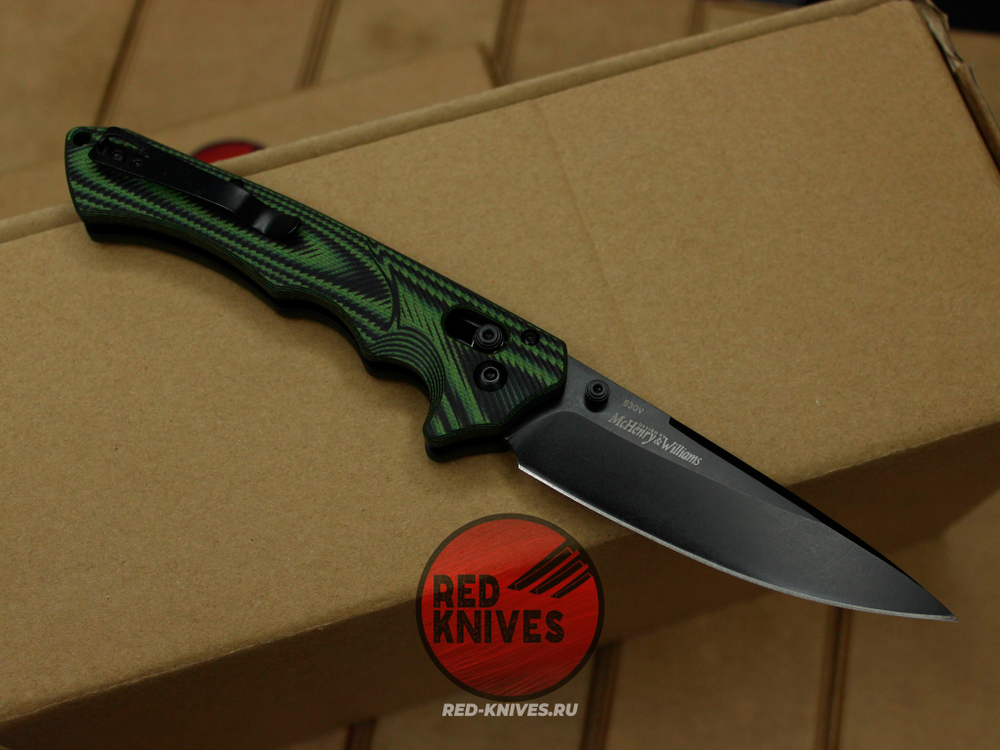 Нож Benchmade RUKUS CUSTOM 1 - зеленая рукоять, черный клинок
