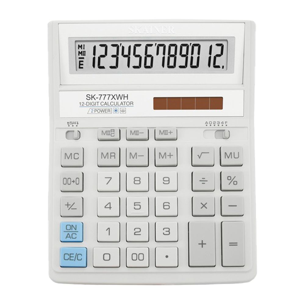 Калькулятор настольный SKAINER 12 Bit, LCD, 20*15.7*3.2 см, белый Калькулятор настольный SKAINER 12 Bit, LCD, 20*15.7*3.2 см, белый