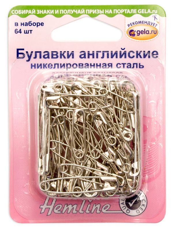 Булавки английские l=27-34-38-46 мм (по 80 шт), Hemline