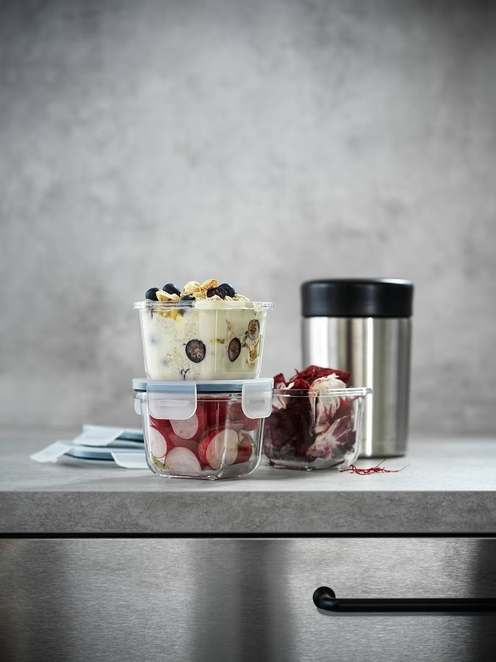 IKEA 365+ Контейнеры стеклянные с крышкой для хранения продуктов, 3 шт. по 180 мл (из Финляндии)