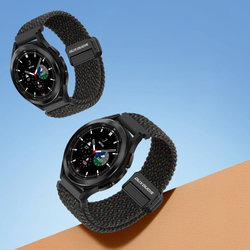 Эластичный ремешок черного цвета (Black Unity) от Dux Ducis для смарт часов Samsung Galaxy Watch 45 и 46мм (размер крепления 22мм), серия Strap (Mixture Pro Series)