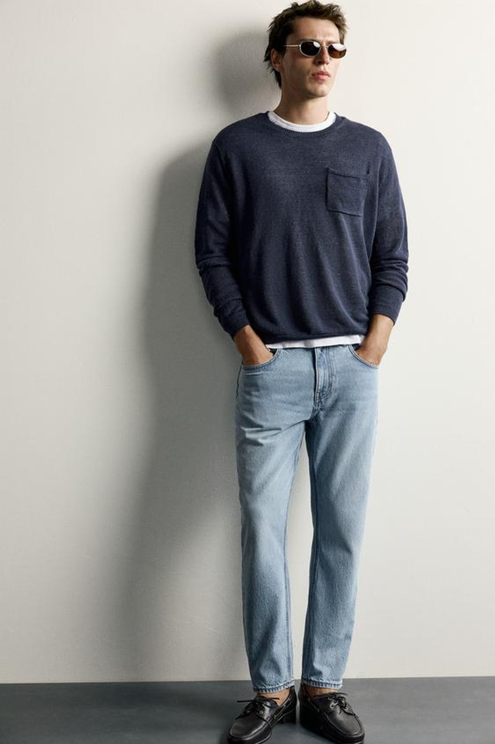 ZARA УКОРОЧЕННЫЕ ДЖИНСЫ SLIM FIT, ГОЛУБОЙ