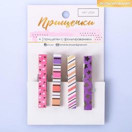 Прищепки декоративные с тиснением Good vibes, 11  7 см