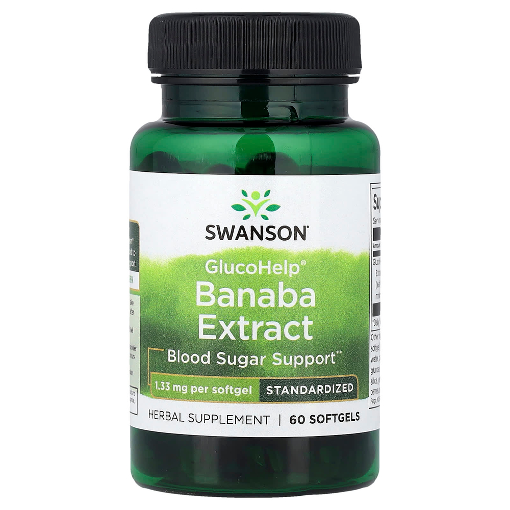 Swanson Vitamins, GlucoHelp®, экстракт банабы, стандартизованный, 1,33 мг, 60 капсул