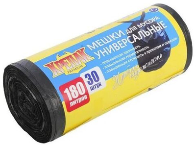 Мешок мусорный 180л -20мкм (30шт/10рул) КРЕПАК