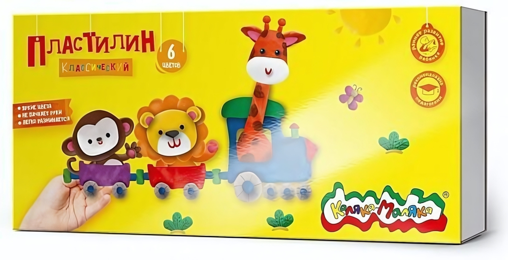 Пластилин 6цв. 120г. ассорти со стеком (Каляка-Маляка)