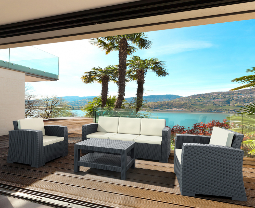 Столик пластиковый плетеный журнальный Siesta Contract Monaco Lounge, антрацит