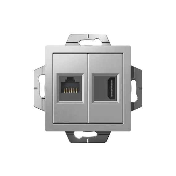 Розетка двойная HDMI + RJ45, Cat 5e Systeme Electric AtlasDesign Алюминий ATN000382