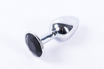 Анальная пробка металлическая серебристая с черным кристаллом Onjoy Metal Plug Silver Medium (Цвет: серебряный с черным)