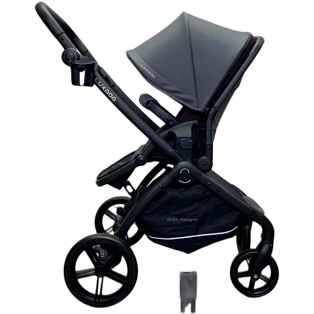 модульная коляска 3в1 Luxmom 92 , автолюлька /темно-серый цвет