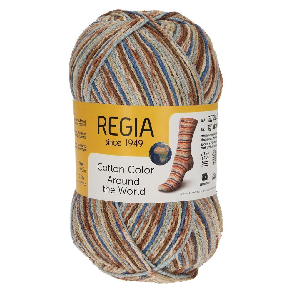 Пряжа Regia Cotton Color (02414/Египет), 72% хлопок, 18% полиамид, 10% полиэстер, 100г/420м