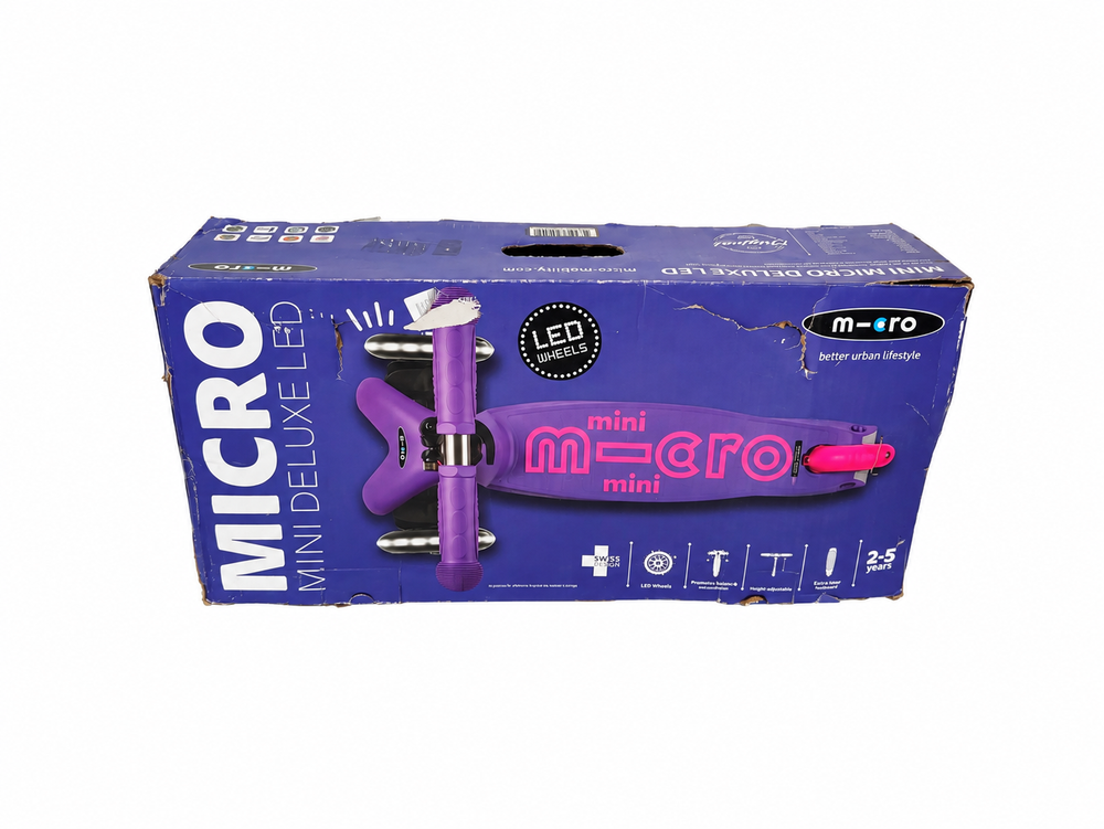 Самокат Mini Micro Deluxe LED Сиреневый/розовый дисконт