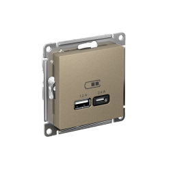 ATLASDESIGN USB РОЗЕТКА А+С, 5В/2,4А, 2х5В/1,2А, механизм, ШАМПАНЬ