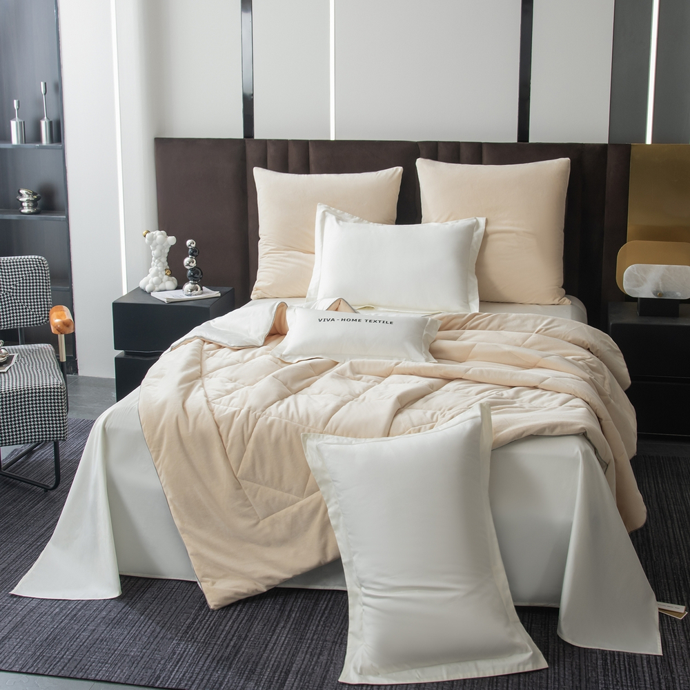 КПБ на резинке Сатин Velvet Premium с Одеялом VPR007, Евро, 4 наволочки, простынь 140*200*25