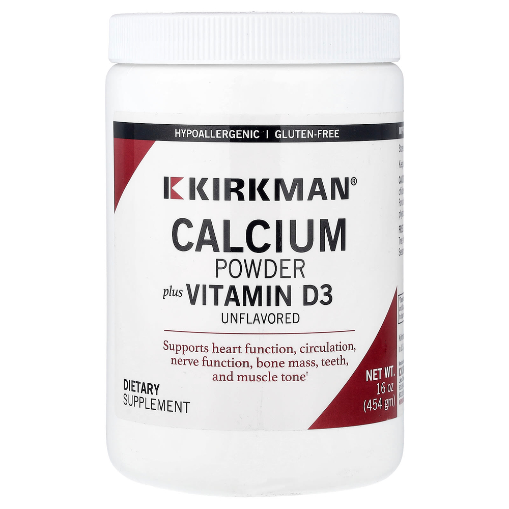 Kirkman Labs, кальций в порошке с витамином D3, без добавок, 454 г (16 унций)
