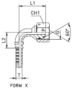 Фитинг DN 06 BSP (Г) 1/2 (90)  (штифтованная гайка) (o-ring)