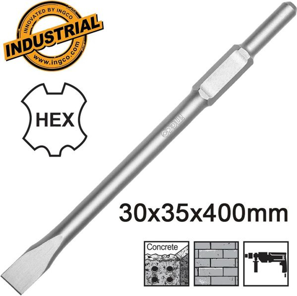 Зубило плоское HEX INGCO DBC03440012 30x35х400 мм