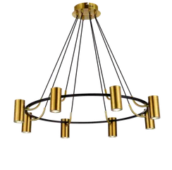 Люстра подвесная светодиодная NewRgy D2126-DWS-8 BLACK+BRASS, 8×35 Вт, бронзовая и чёрная