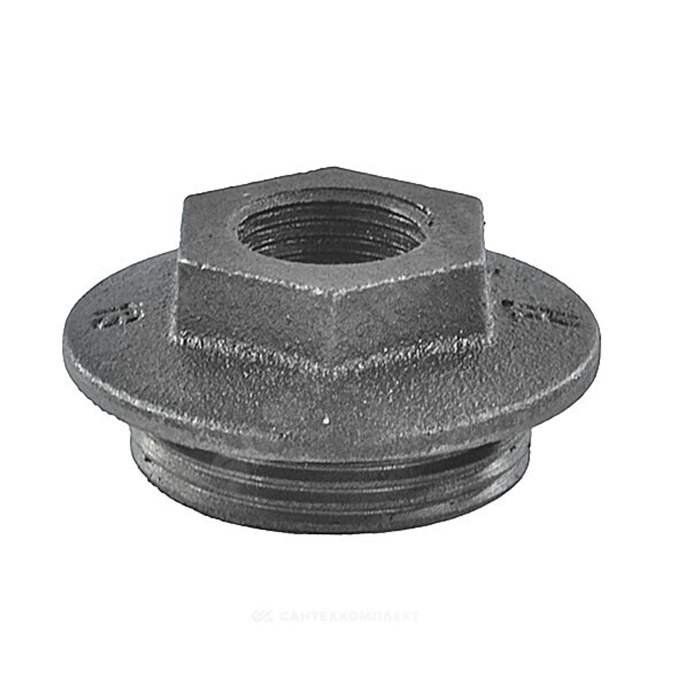 Заглушка (пробка) проходная 1 1/4"x1/2" левая резьба для чугунных радиаторов CRMTCLB