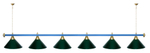 Лампа STARTBILLIARDS 6 пл. (плафоны зеленые,штанга золотая,фурнитура золото)