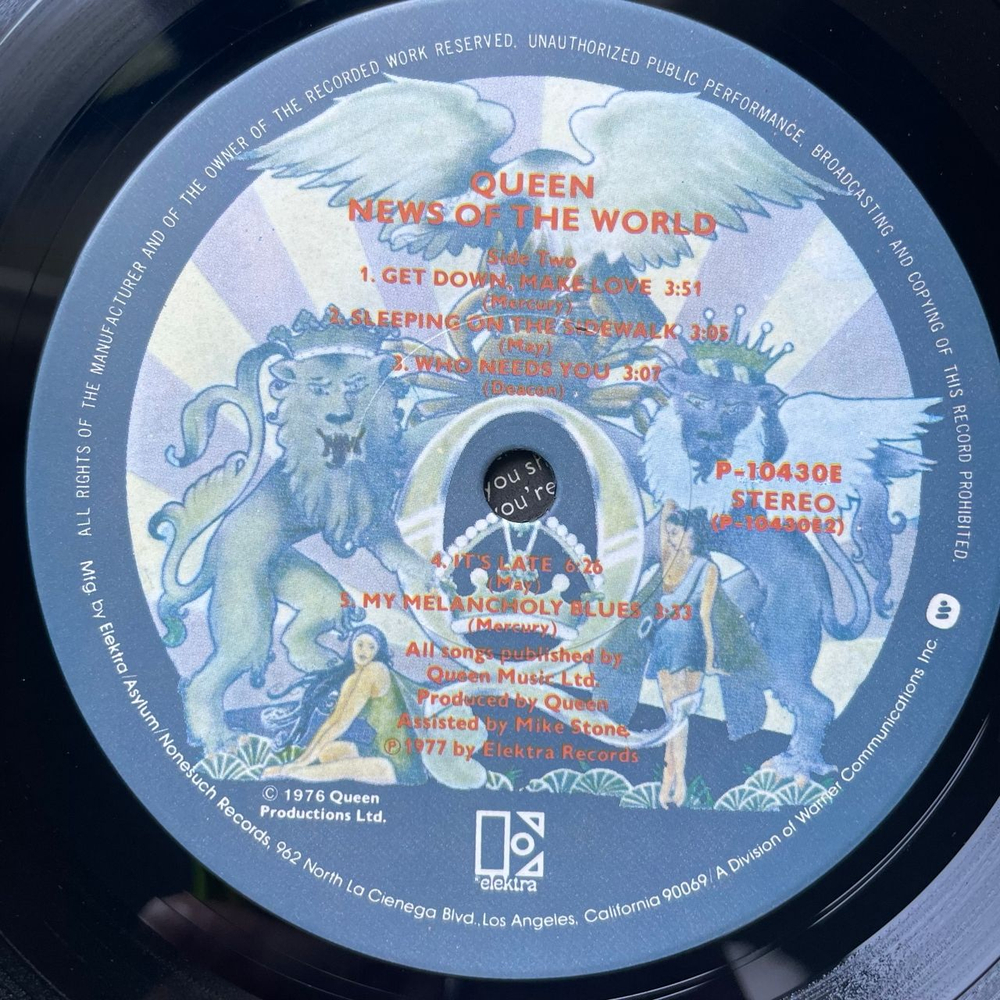 Винтажная виниловая пластинка LP Queen News Of The World (Япония 1977) (Без Оби)