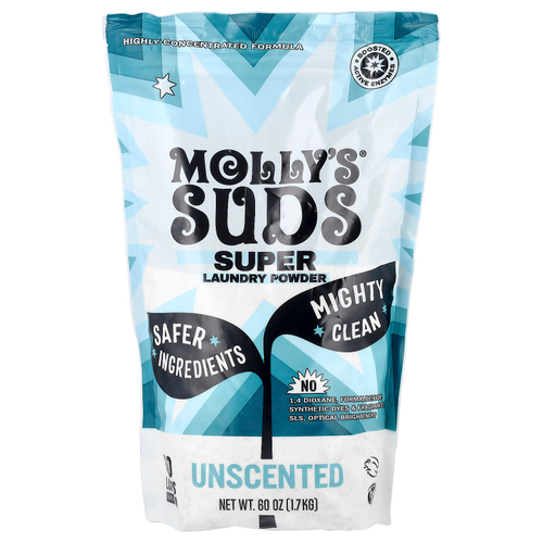 Molly's Suds, Super Laundry Powder, порошок для стирки, без запаха, 60 загрузок, 1,7 кг (60 унций)
