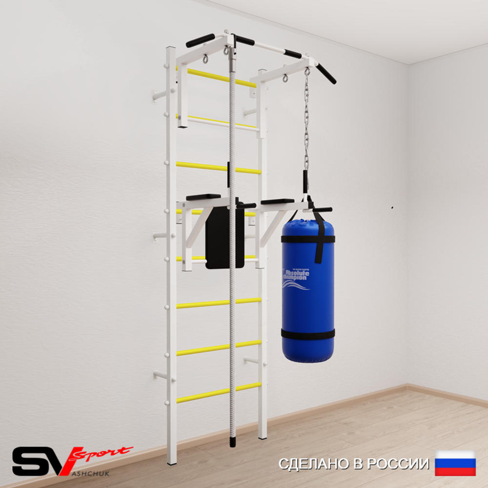 Шведская стенка Sv Sport усиленная 6701 (Турник стандарт/Брусья/Канат/Цепь/Мешок 15кг)