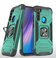 Противоударный чехол для Xiaomi Redmi Note 8 зеленый с пластиной для магнитного автодержателя и кольцом подставкой