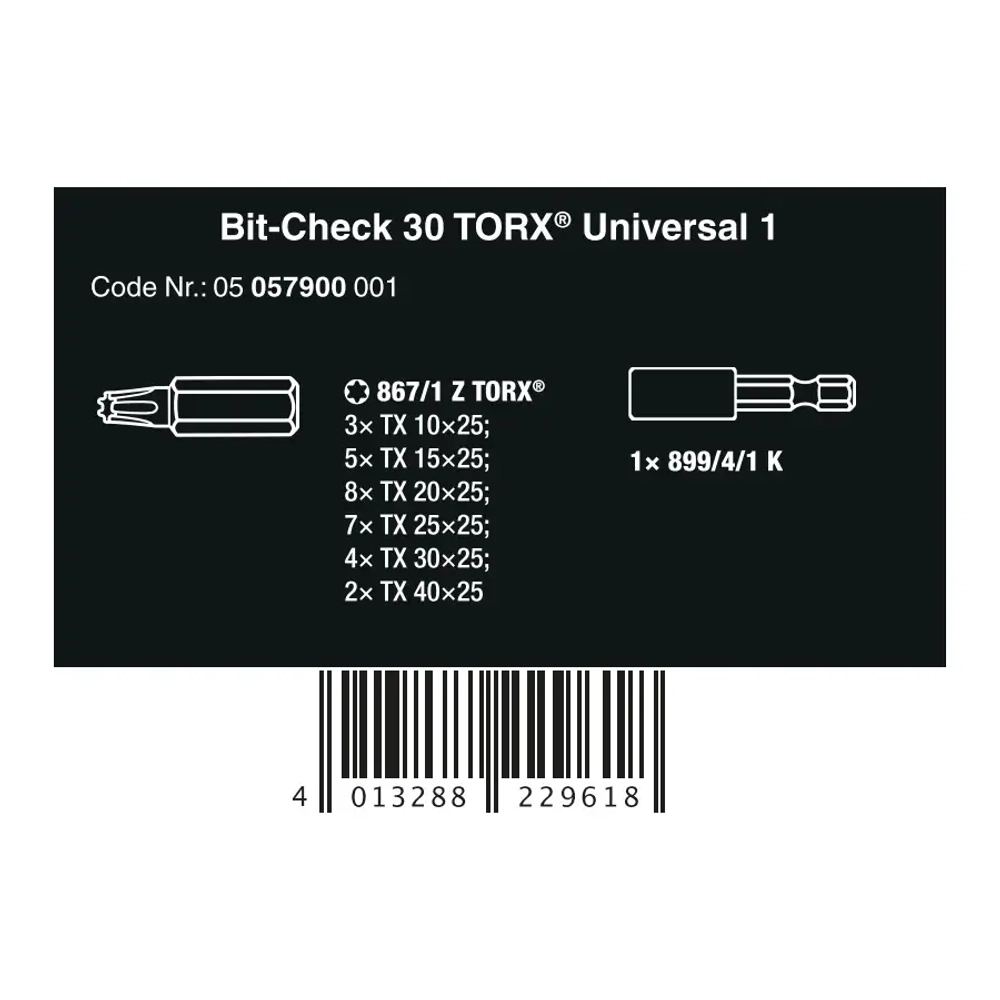 Набор бит 30 TX Universal 1 WERA 05057900001