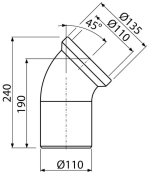 Alcaplast A90-45 Колено для унитаза 45*