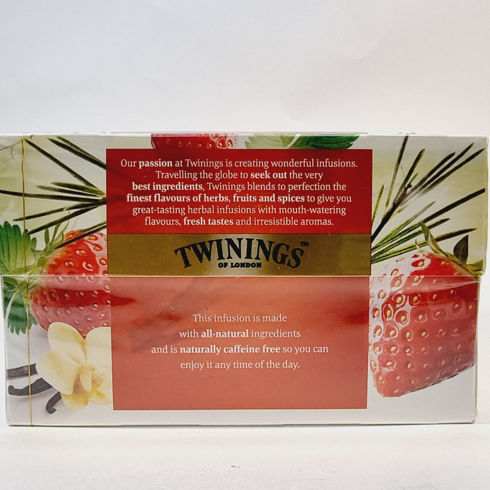 Чай ройбуш TWININGS "Infuso rooibos, strawberry & vanilla" с добавками (клубника, ваниль) 20 пакетиков 40 г (из Финляндии)
