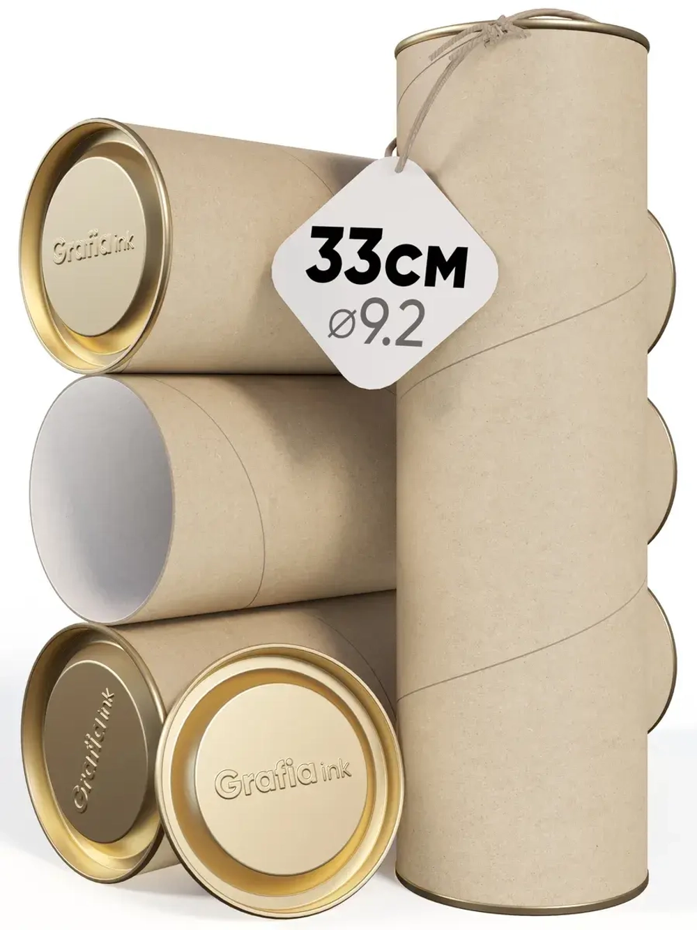 Тубус для чертежей спиннинга картонный 9.2×33см 2.11л ×4шт