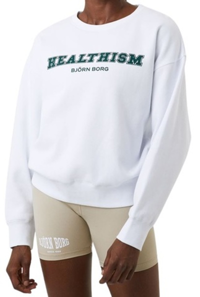 Женская Кофта теннисная Björn Borg Stockholm Boyfriend Crew - brilliant white
