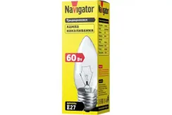 Лампа Navigator 60Вт Е27 свеча прозрачная 09013