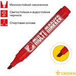 Маркер перманентный скошенный 1-5мм, Crown Multi Marker Chisel, красный