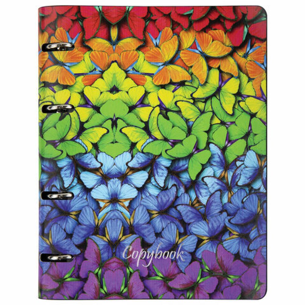 Тетрадь на кольцах А5 (180х220 мм), 80 л., под кожу, BRAUBERG VISTA, "Butterflies", 112128