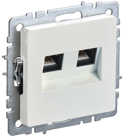 BRITE Розетка компьютерная двойная RJ45 кат.6 РК11-2-БрЖ жемчуг IEK