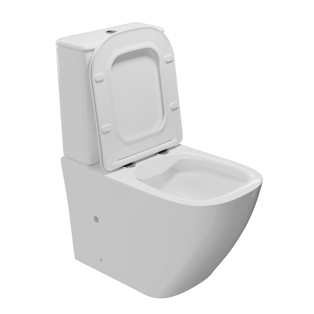 Унитаз-компакт безободковый WAVE КВАДРО/QUADRO гориз, нижн, 2-кн.арм, сид. дюропл, м/л, быстр