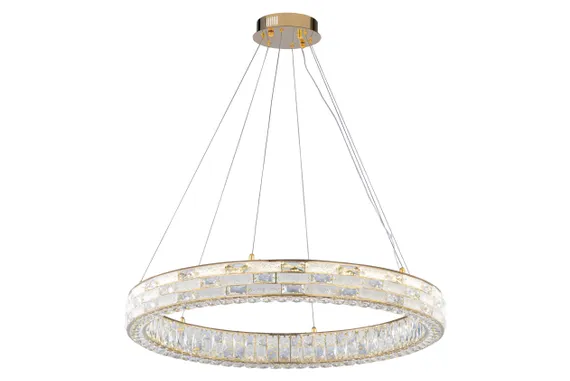 Люстра подвесная светодиодная NewRgy 6014E/80W GOLD+CLEAR, 80 Вт, золотая и прозрачная