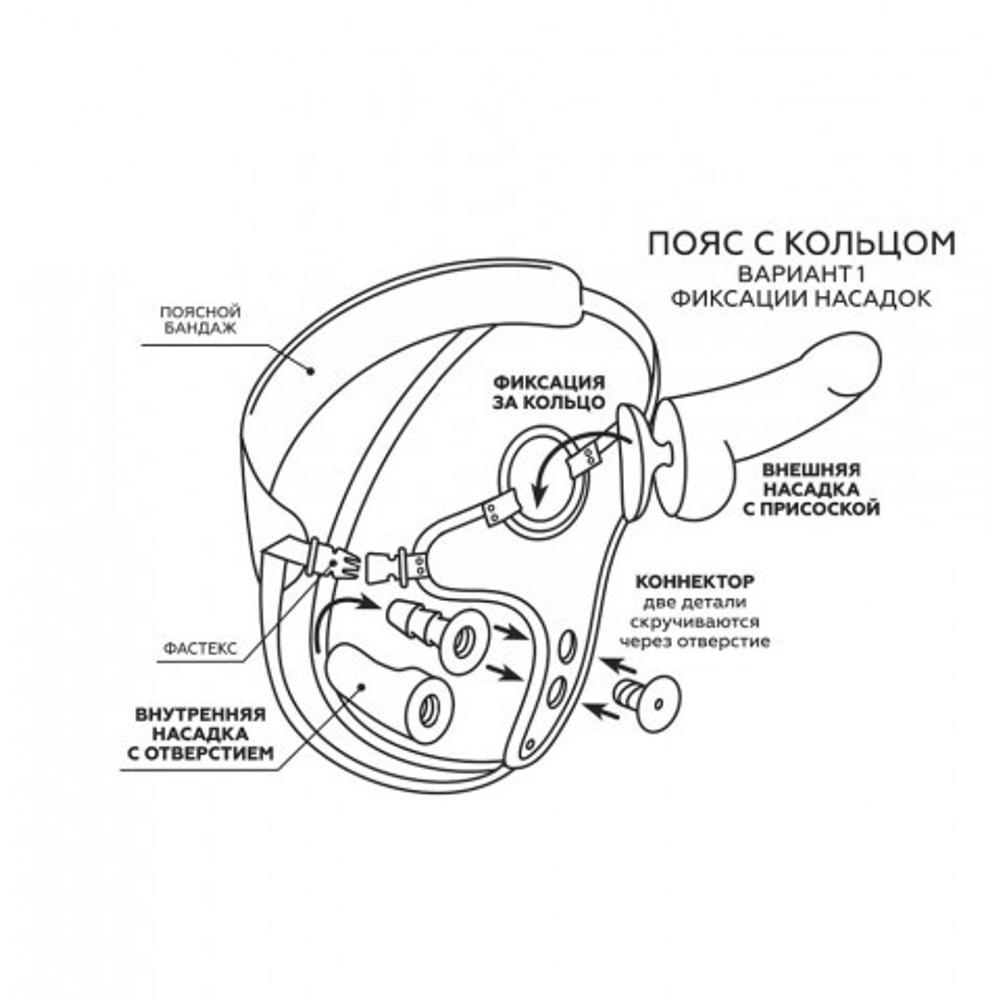Пояс премиум класс (S) WOMAN SIMPLEX с 3 насадками