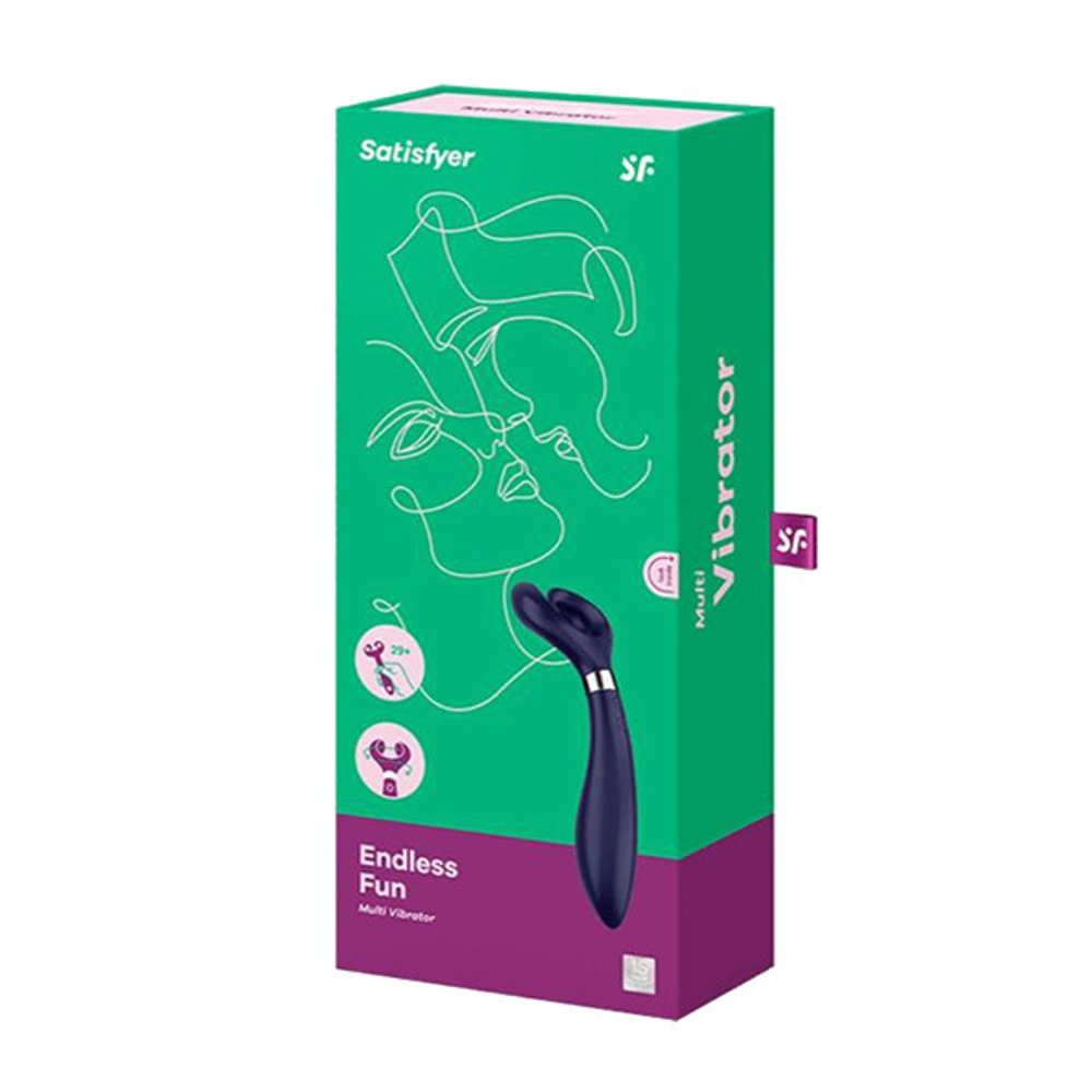 Синий вибромассажер 23,5см для пар Satisfyer Endless Fun