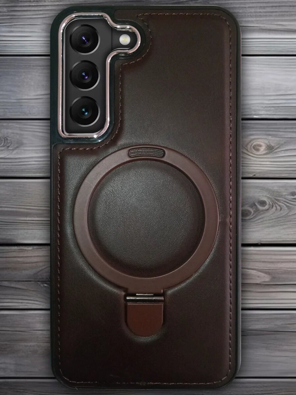 Business style чехол из кожи для SAMSUNG GALAXY S21 5G (не ULTRA/ FE/ PLUS!) с кольцом-подставкой и бархатной подкладкой