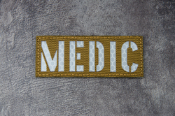 Шеврон MEDIC светоотражающий кордура 3,5х8,5 см. Койот