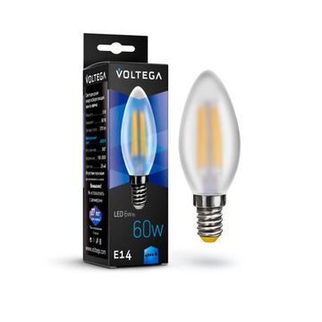 Светодиодная лампа Crystal Candle matt 6W 4000K E14 (7045) VG10-C2E14cold6W-F матовая Voltega