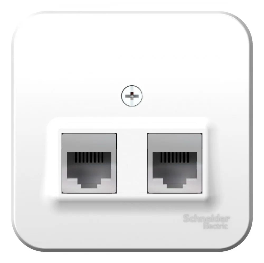 BLANCA О/У РОЗЕТКА двойная: комп.RJ45, кат.5E + телеф. RJ11, ИЗОЛ.ПЛ., БЕЛЫЙ