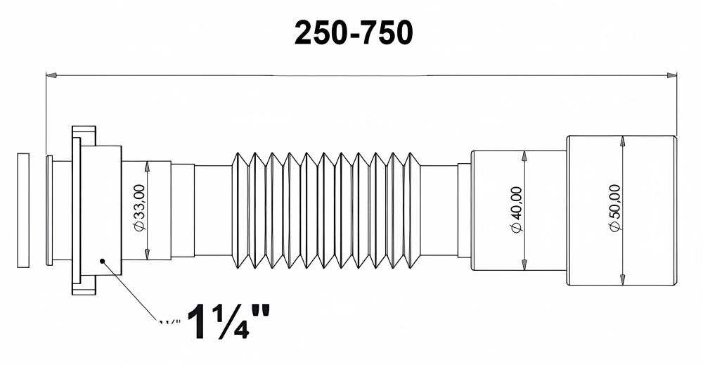 Гофра BETTOSERB для раковины/мойки 1 1/4" - 40/50мм арт.125381
