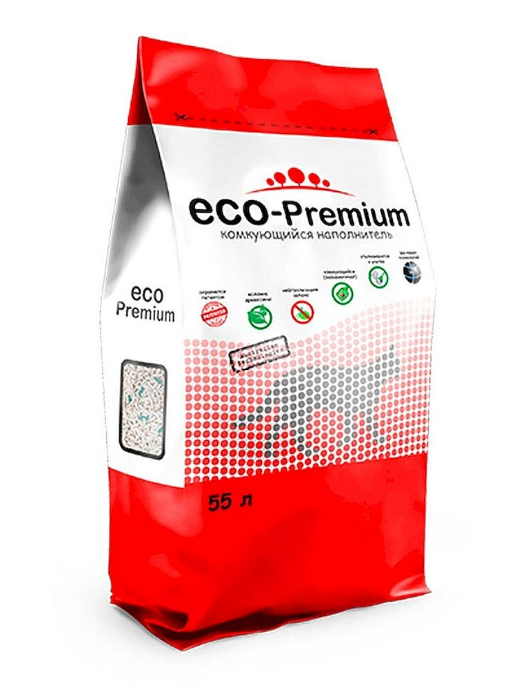 Наполнитель ECO Premium GREEN для кошачьего туалета, древесный, комкующийся, пакет 55 л Наполнитель ECO Premium GREEN для кошачьего туалета, древесный, комкующийся, пакет 55 л